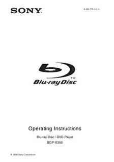 Sony BDP S 350 manual. Camera Instructions.